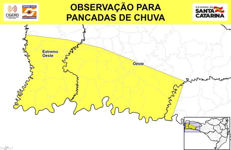 Alerta da Defesa Civil de chuvas em Santa Catarina &#8211; Foto: Defesa Civil/Reprodução/ND