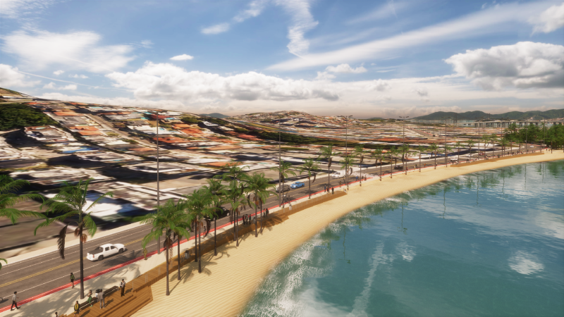 Imagem mostra como deve ficar a orla de Coqueiros, de acordo com o projeto da Prefeitura de Florian&oacute;polis – Foto: Divulga&ccedil;&atilde;o/ND