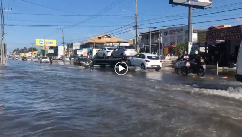 Faixa da direita da SC-405, no Rio Tavares, ficou completamente alagada – Foto: Guarda Municipal de Florianópolis