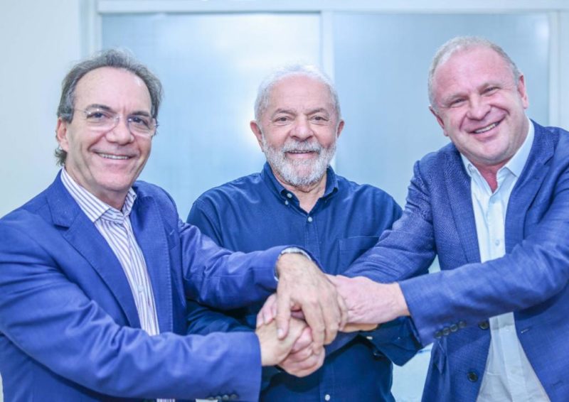Encontro entre Lula, D&eacute;cio Lima e Gelson Mer&iacute;sio – Foto: Ricardo Stuckert/Divulga&ccedil;&atilde;o/ND