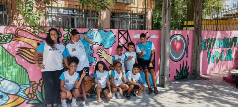 Grafite na inaugura&ccedil;&atilde;o do restaurante popular – Foto: Divulga&ccedil;&atilde;o