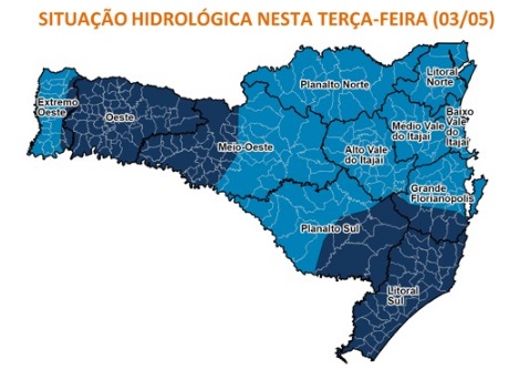 Mapa de inunda&ccedil;&otilde;es – Foto: Defesa Civil de SC/Divulga&ccedil;&atilde;o/ND