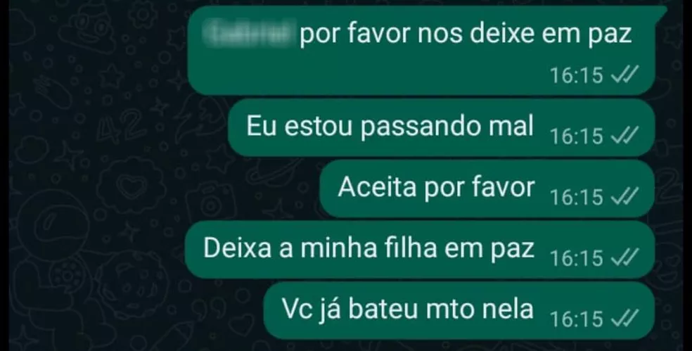 Mãe divulga mensagem pedindo afastamento do homem - Arquivo Pessoal/Divulgação/ND