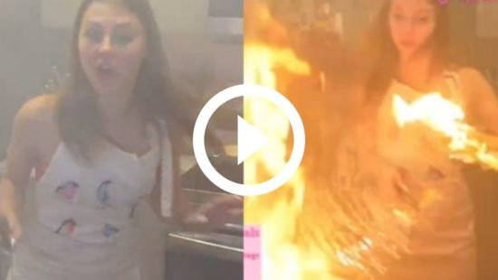 VÍDEO: Influenciadora toca fogo na cozinha ao fazer bife em transmissão ao vivo