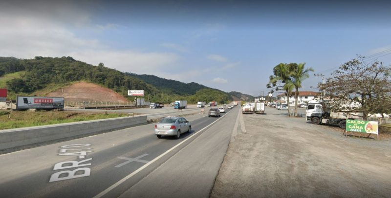Trecho entre os Km 41 e 42 será interditado totalmente nesta quinta-feira (19) em Gaspar &#8211; Foto: Reprodução/Google Maps