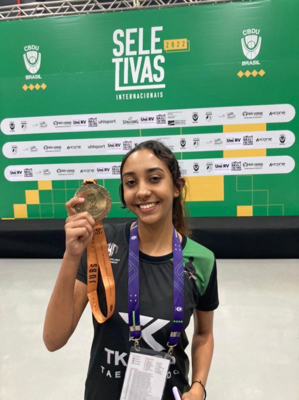 Maria Gabriela Pereira da Graça foi medalha de ouro no Taekwondo nas Seletivas Internacionais &#8211; Foto: divulgação FCDU