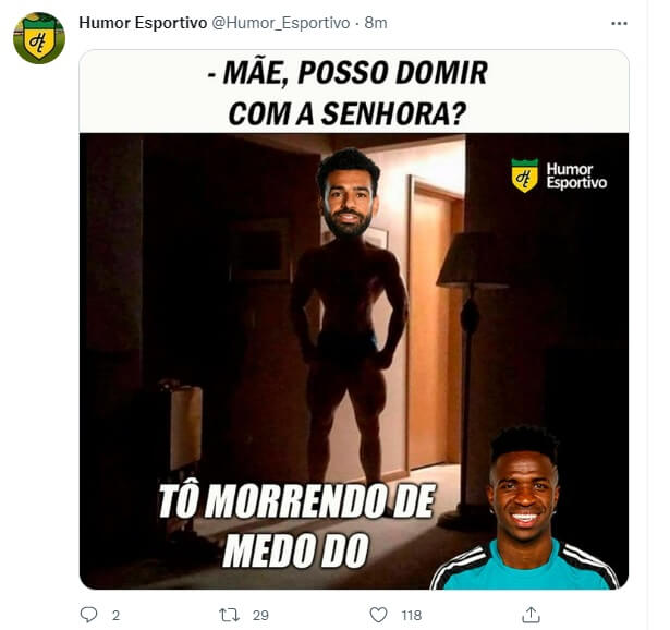 Mohamed Salah deixou a desejar na hora “H”, mas a internet não perde o timing – Foto: Reprodução