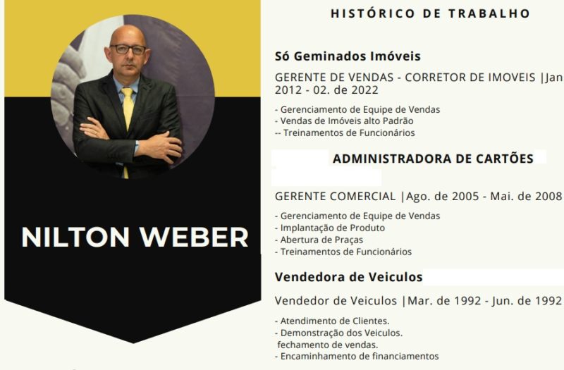 currículo do corretor de imóveis nilton weber
