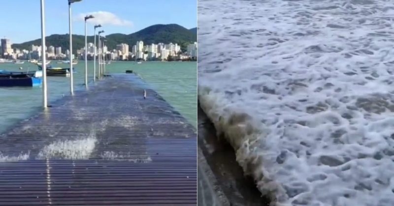 Ressaca toma conta de praias, fecha canal dos portos e acende alerta em SC – Foto: Reprodução/Internet/ND