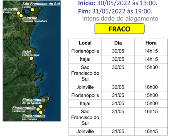 Maré alta atinge Florianópolis e outras cidades