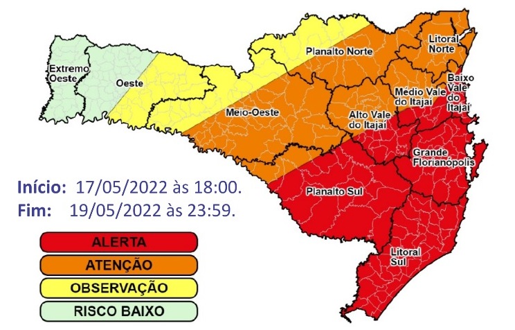 Ventos de até 100 km/h são esperados pelo Estado &#8211; Foto: Defesa Civil/Divulgação/ND
