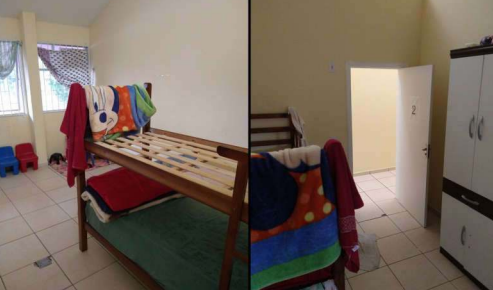 Segundo dormit&oacute;rio da Casa de Passagem de Mulheres de Florian&oacute;polis em agosto de 2021 – Foto: MPSC/Reprodu&ccedil;&atilde;o/ND