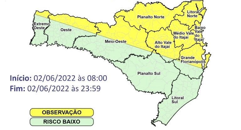 &Aacute;reas em situa&ccedil;&atilde;o de observa&ccedil;&atilde;o devem tomar cuidado com ocorr&ecirc;ncias relacionadas &agrave;s condi&ccedil;&otilde;es temporais – Foto: Defesa Civil/Divulga&ccedil;&atilde;o/ND