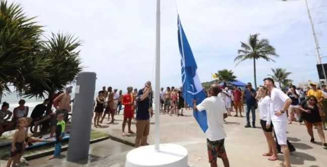 Hasteamento das bandeiras aconteceu no &uacute;ltimo domingo (4)&nbsp; – Foto: Prefeitura de S&atilde;o Francisco do Sul/Divulga&ccedil;&atilde;o ND