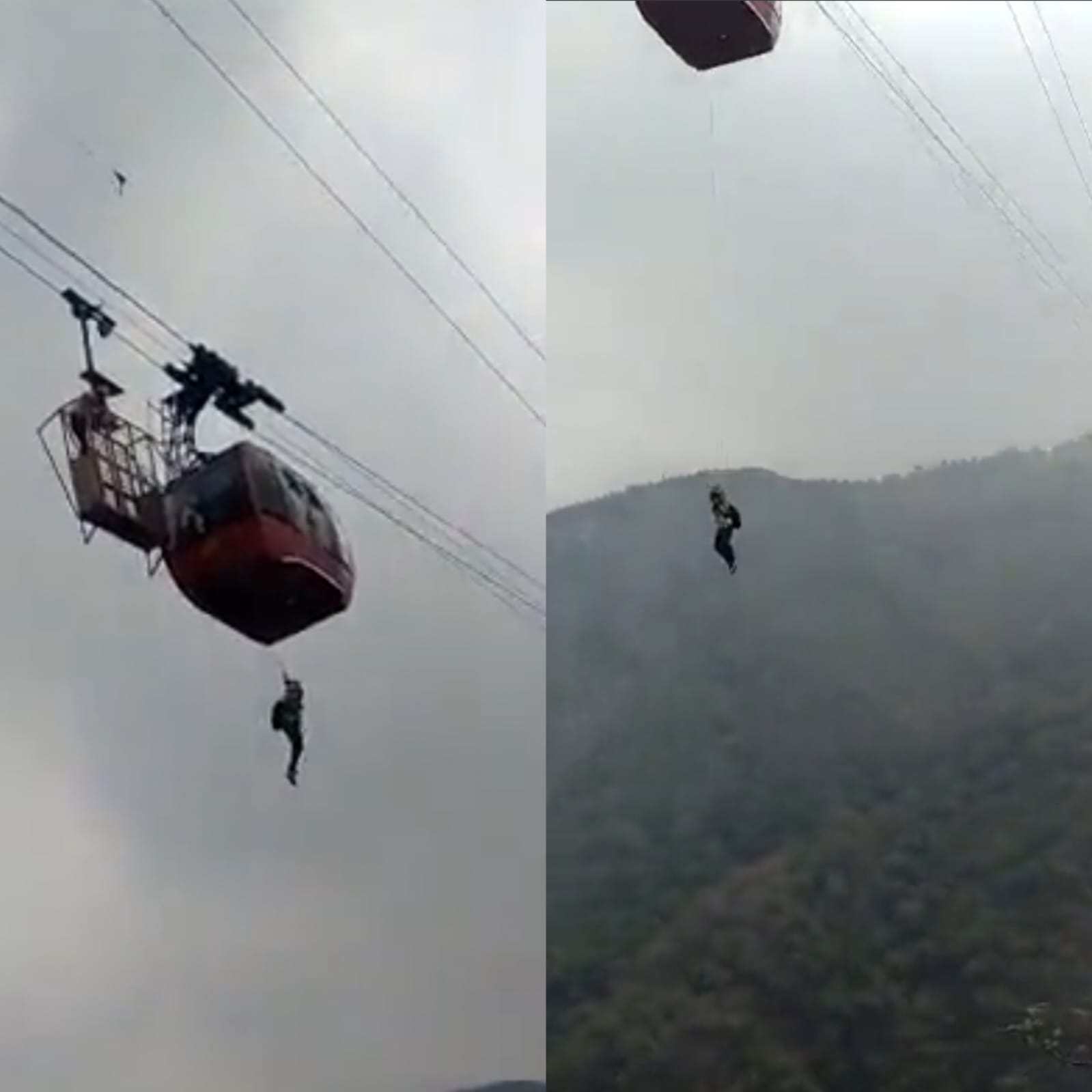 VÍDEO: Bondinho com defeito obriga turistas a descer por cordas a mais de  300 metros