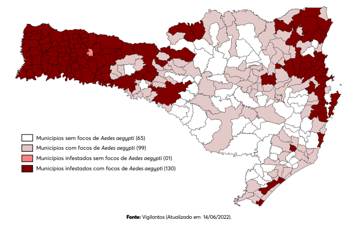 At&eacute; 14 de junho de 2022, 131 munic&iacute;pios foram considerados infestados, o que representa um incremento de 14% em rela&ccedil;&atilde;o ao mesmo per&iacute;odo de 2021 &mdash; Foto: Dive/Divulga&ccedil;&atilde;o/ND