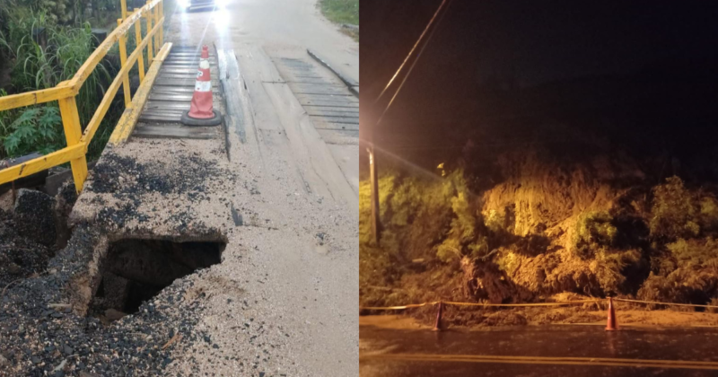 Chuvas interditam ponte, causam deslizamento e fazem munic&iacute;pio do Sul de SC decretar emerg&ecirc;ncia – Foto: Divulga&ccedil;&atilde;o/ND