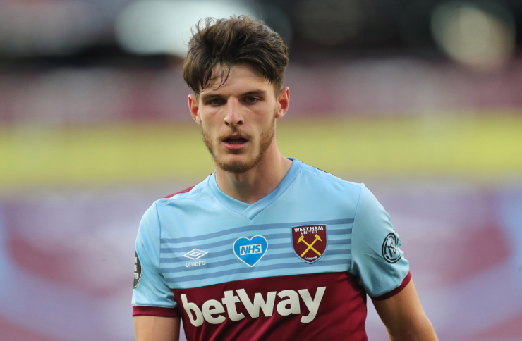 Declan Rice, do West Ham, &eacute; um nome cada vez mais valorizado na Premier League. O meia &eacute; um dos bons nomes da sele&ccedil;&atilde;o inglesa. Ele &eacute; avaliado em 75 milh&otilde;es de euros (R$ 380,8 milh&otilde;es). – Foto: Uefa/Divulga&ccedil;&atilde;o