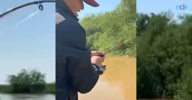 A fisherman thinks he's caught a big fish, but gets a scary surprise - Photo: Reproduction/Instagram