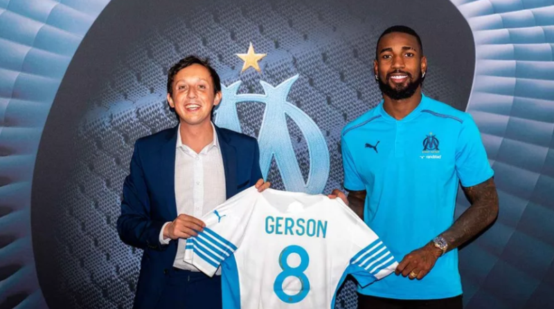 Gerson em apresenta&ccedil;&atilde;o no Olympique de Marseille &nbsp;– Foto: Olympique/Divulga&ccedil;&atilde;o