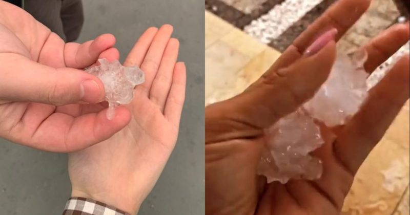 Tempo vira e sol d&aacute; lugar a chuva de granizo em Itaja&iacute; – Foto: Luiza Gardini e Isabella Dotta/ND