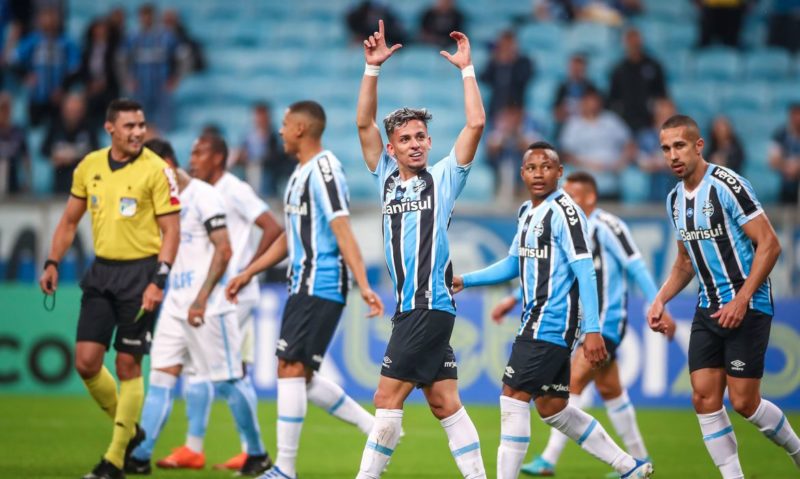 Gabriel Teixeira fez o &uacute;nico gol da partida nesta ter&ccedil;a-feira – Foto: Lucas Uebel/Gr&ecirc;mio FPBA/ND