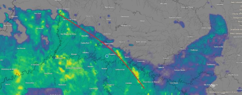 Time-lapse mostra avan&ccedil;o de nuvem shelf cloud em SC – Foto: Imagem de sat&eacute;lite/ND