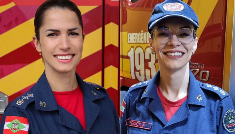 Major Elis (&agrave; esquerda) e Major Priscila Casagrande assumir&atilde;o o comando de batalh&otilde;es do CBMSC – Foto: CBMSC/Divulga&ccedil;&atilde;o/ND