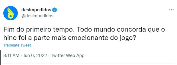 Mas foi maneiro o hino… – Foto: Reprodu&ccedil;&atilde;o Twitter