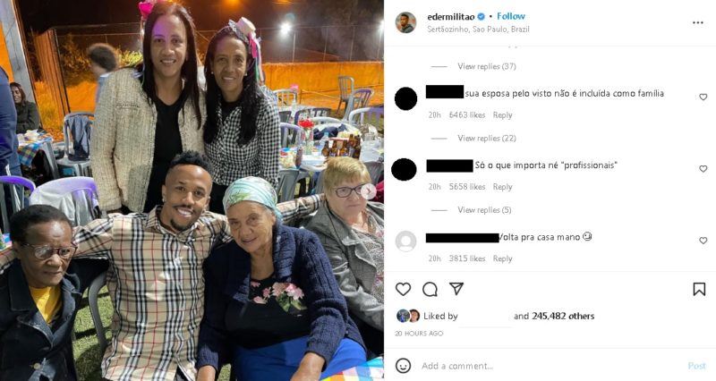 &Eacute;der Milit&atilde;o foi detonado por internautas ap&oacute;s publicar foto em festa junina – Foto: Reprodu&ccedil;&atilde;o/Internet