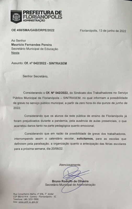 Administra&ccedil;&atilde;o municipal pede que as f&eacute;rias escolares sejam antecipadas em raz&atilde;o da greve – Foto: Divulga&ccedil;&atilde;o/ND