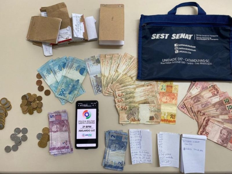 Dinheiro foi apreendido pela pol&iacute;cia. – Foto: Pol&iacute;cia Militar/Divulga&ccedil;&atilde;o/ND