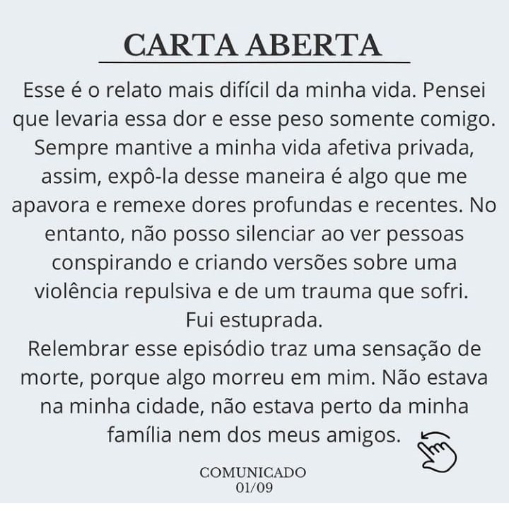 A atriz resolveu escrever uma carta para esclarecer a hist&oacute;ria, o conte&uacute;do foi publicado nas redes sociais. – Foto: Reprodu&ccedil;&atilde;o/Instagram/ND