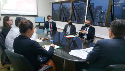 Reuni&atilde;o entre membros do MPSC e SES que aconteceu na &uacute;ltima segunda-feira (6) – Foto: MPSC/Divulga&ccedil;&atilde;o/ND