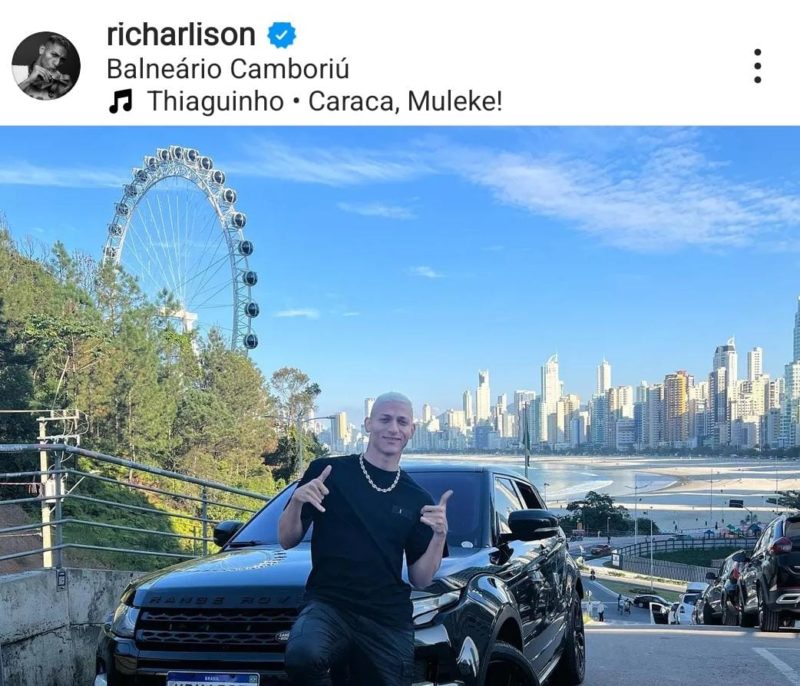 Publica&ccedil;&atilde;o de Richarlison em BC na rede social Instagram – Foto: Reprodu&ccedil;&atilde;o Instagram/ND