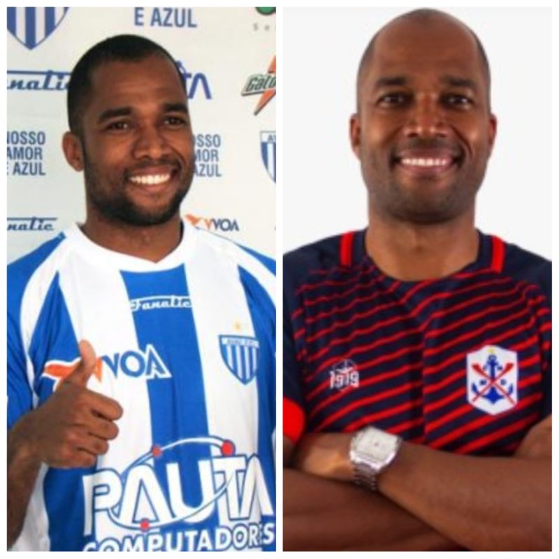 Rog&eacute;lio na r&aacute;pida como zagueiro do Ava&iacute; e hoje, como t&eacute;cnico interino do Marinheiro – Foto: Montagem Divulga&ccedil;&atilde;o/ND