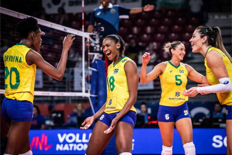 Brasil bateu a Coreia do Sul e carimbou sua vaga nas finais da Liga das Nações &#8211; Foto: Divulgação/FIVB/ND