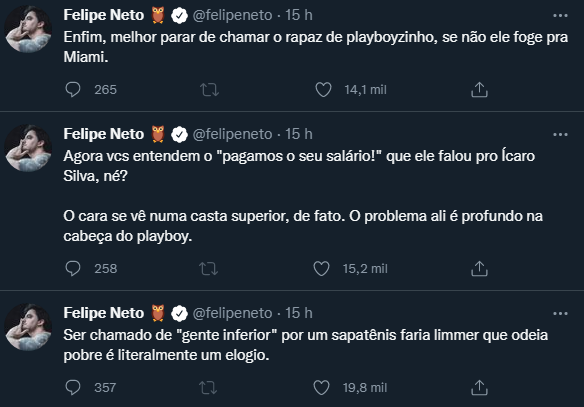 Felipe Neto chamou&nbsp; Tiago Leifert de sapat&ecirc;nis e playboy – Foto: Internet/Reprodu&ccedil;&atilde;o/ND