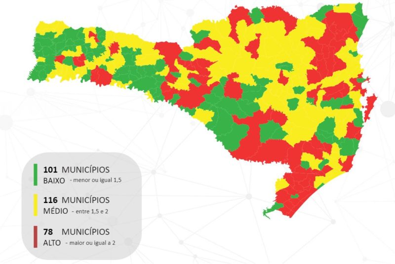 SC tem 78 munic&iacute;pios classificados em n&iacute;vel alto, conforme observa&ccedil;&atilde;o da &uacute;ltima semana epidemiol&oacute;gica – Foto: SES/Reprodu&ccedil;&atilde;o/ND
