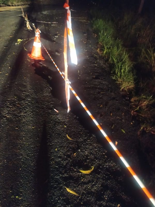 Trecho de asfalto da SC-155 cede mais uma vez no Oeste de SC – Foto: Defesa Civil/ND