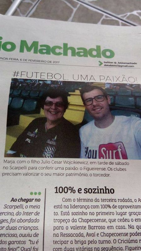 Marja eo filho Julinho na coluna impressa do jornal ND &#8211; Foto: Acervo pessoal/ND