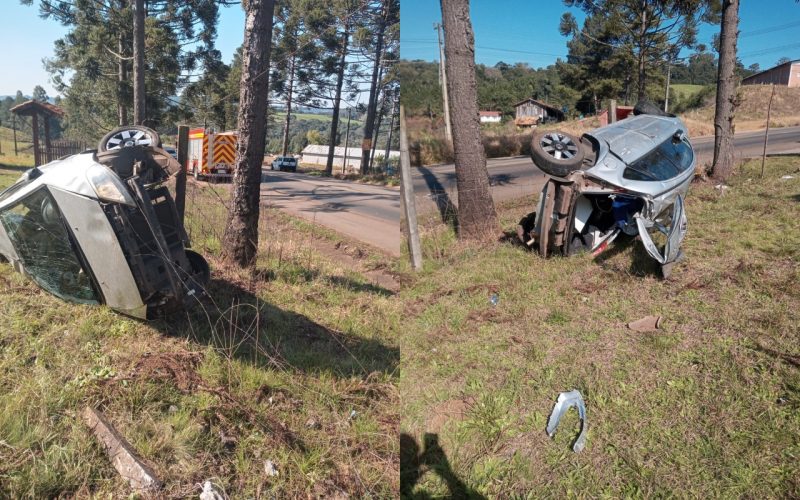Acidente aconteceu em Videira na tarde de s&aacute;bado – Foto: Corpo de Bombeiros/ND