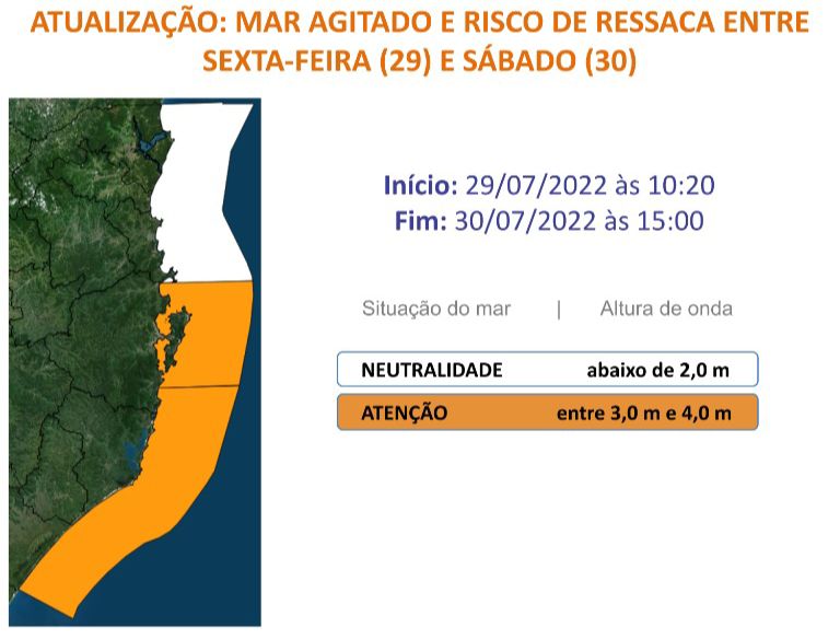 Defesa Civil faz alerta para mar agitado e risco de ressaca em Santa Catarina – Foto: Defesa Civil/Divulgação/ND