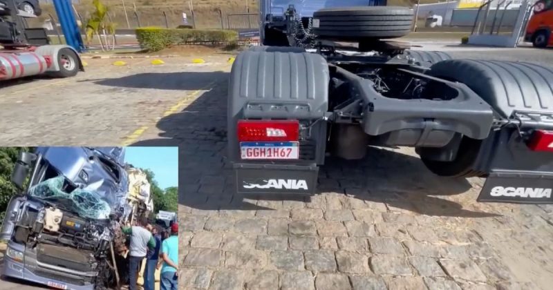 Os dois caminh&otilde;es da “Musa das Estradas”, o novo e o antigo, do acidente que quase tirou sua vida – Foto: Reprodu&ccedil;&atilde;o