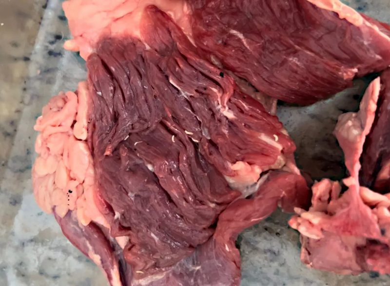 Auxiliar de enfermagem encontrou larva em carne em SP &mdash; Foto: Kelly Beck Tofteraa/Reprodu&ccedil;&atilde;o.