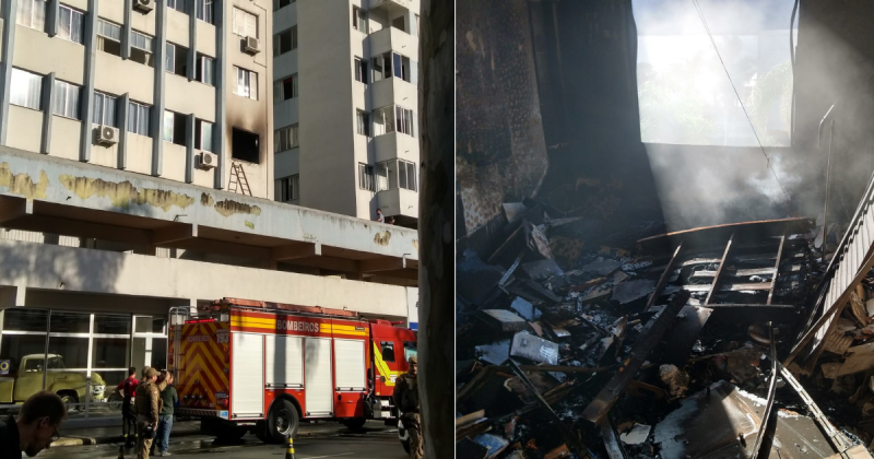 Policiais sofrem intoxica&ccedil;&atilde;o ap&oacute;s evacuar pr&eacute;dio com foco de inc&ecirc;ndio em Crici&uacute;ma – Foto: Divulga&ccedil;&atilde;o/ND