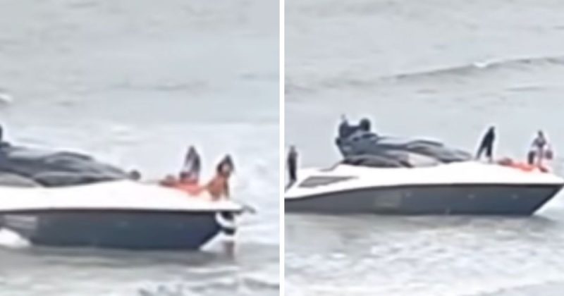 Imagens de lancha &agrave; deriva em Itapema repercutiram na Internet – Foto: Reprodu&ccedil;&atilde;o/Internet/Itapema Mil Grau