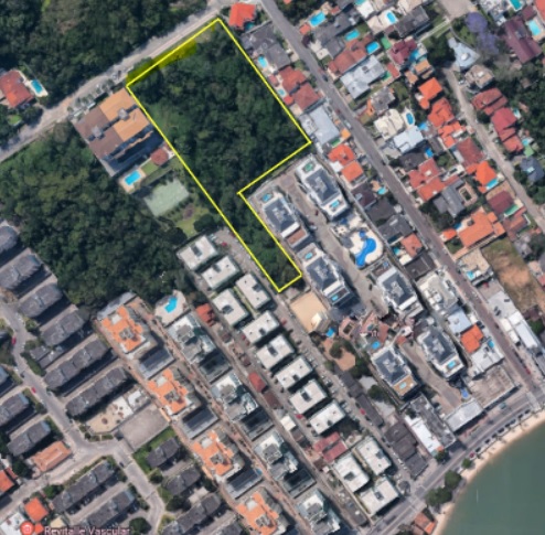 No mapa, a delimita&ccedil;&atilde;o da &aacute;rea, no bairro Coqueiros, que estava em discuss&atilde;o no Judici&aacute;rio – Foto: Divulga&ccedil;&atilde;o/ND