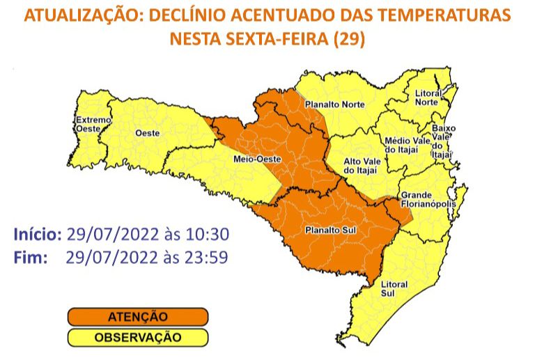 Defesa Civil alerta para declínio acentuado de temperaturas – Foto: Defesa Civil/Divulgação/ND