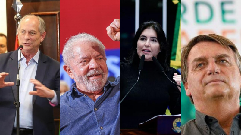 Ciro Gomes, Lula, Simone Tebet e Jair Bolsonaro fazem atos públicos na Bahia nesta sábado (2) – Foto: Reprodução/Instagram/Divulgação/ND